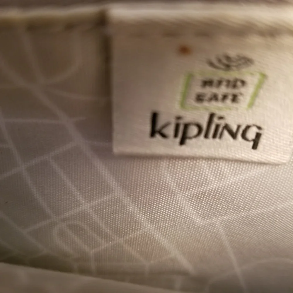 Kipling New Money Long Wallet Slate green Crinkle Nylon Trifold Organizer
